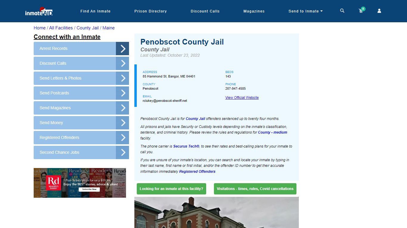 Penobscot County Jail - Inmate Locator - Bangor, ME
