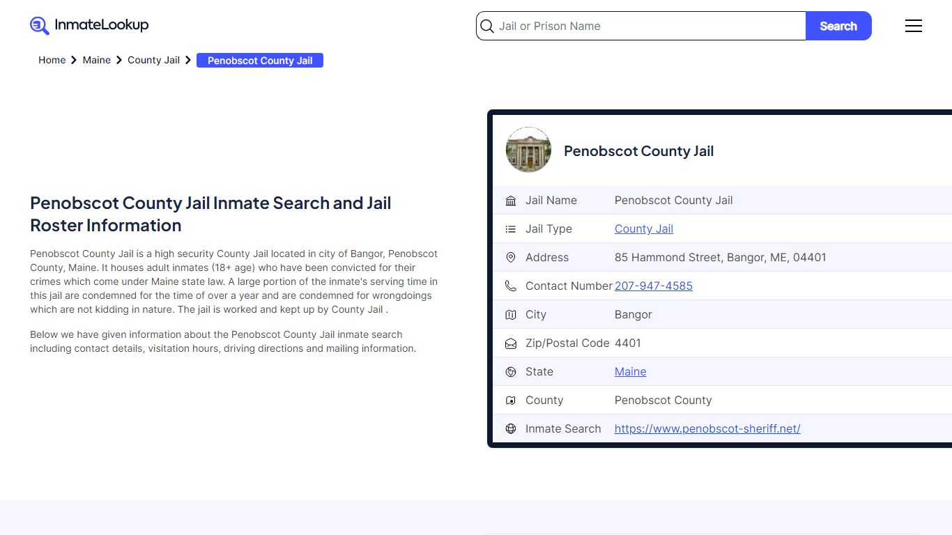 Penobscot County Jail Inmate Search, Jail Roster, Bookings, Arrests ...
